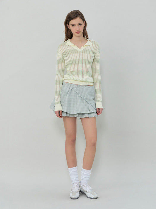 Grove 25Ss Flavia Stripe Collar Knit (Mint)