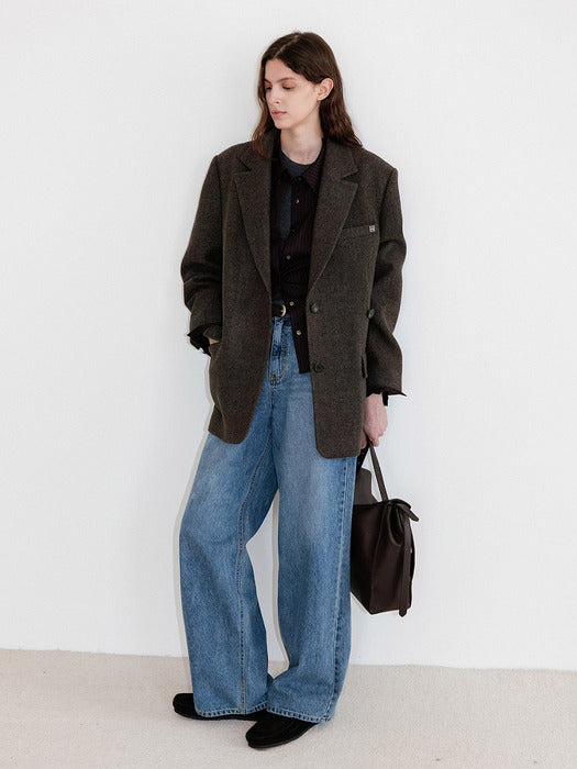 Loeuvre Back Diagonal lined Denim