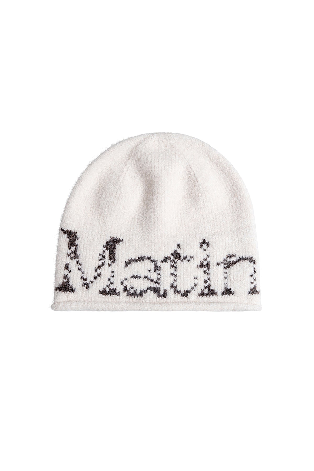 Matinkim Boucle Crack Logo Beanie IN Light Beige