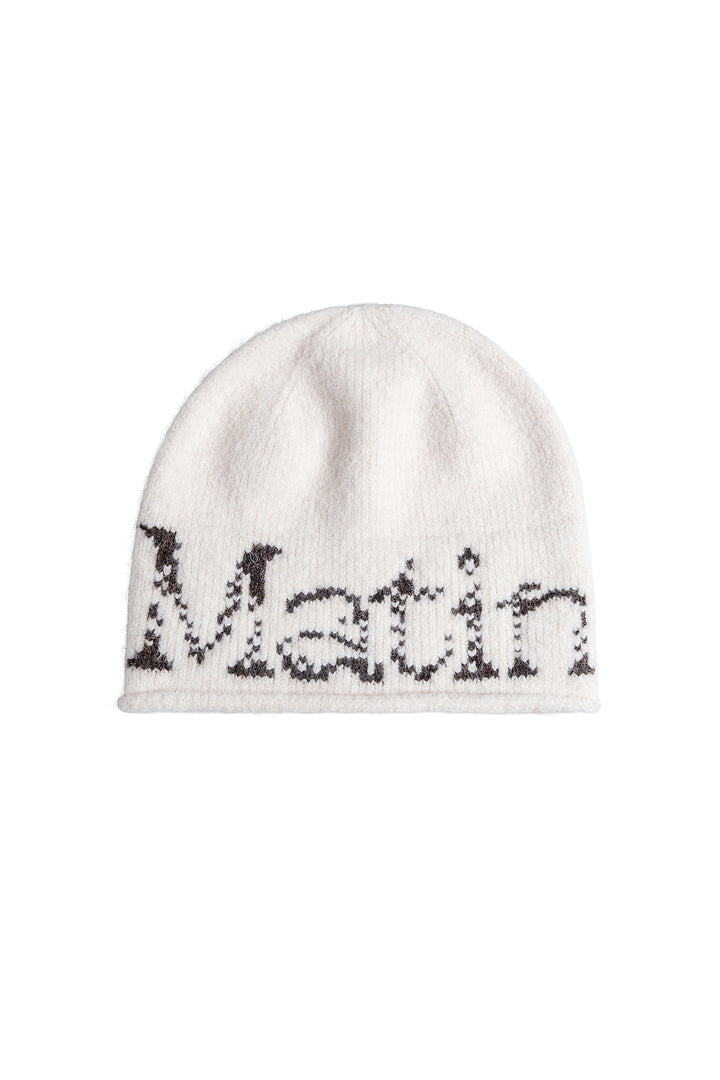 Matinkim Boucle Crack Logo Beanie In Light Beige