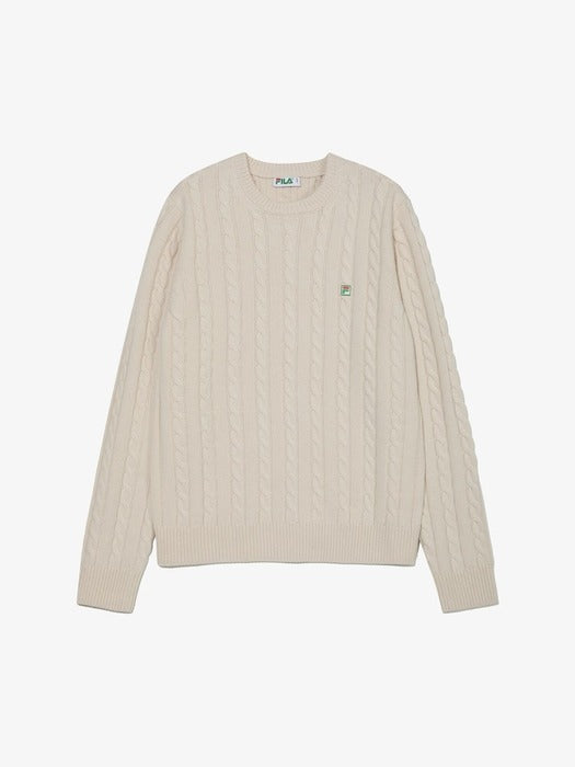 F+ CABLED KNITTED CREWNECK_FO252ST10X003_100