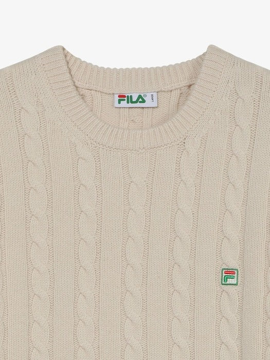 F+ CABLED KNITTED CREWNECK_FO252ST10X003_100