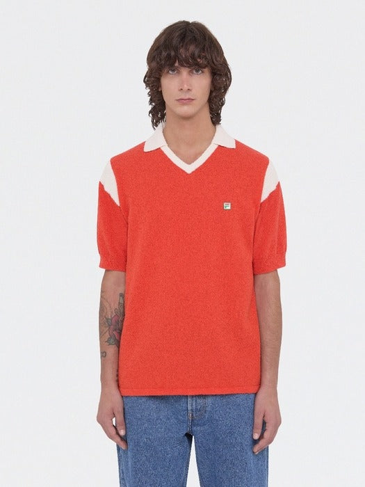 F+ COLOR BLOCK BOUCLE KNIT POLO_FO252TS10X003_613