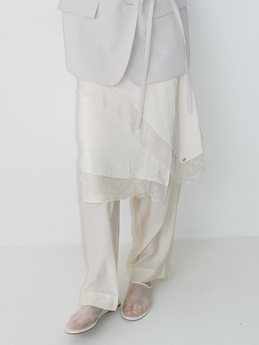 Loeuvre Asymmetry Lace Layered Skirt
