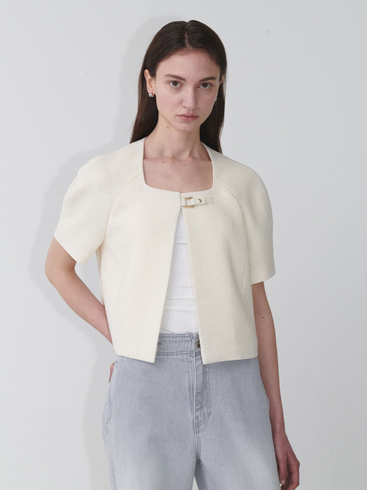 Loeuvre Short Sleeve Tweed Raglan Jacket