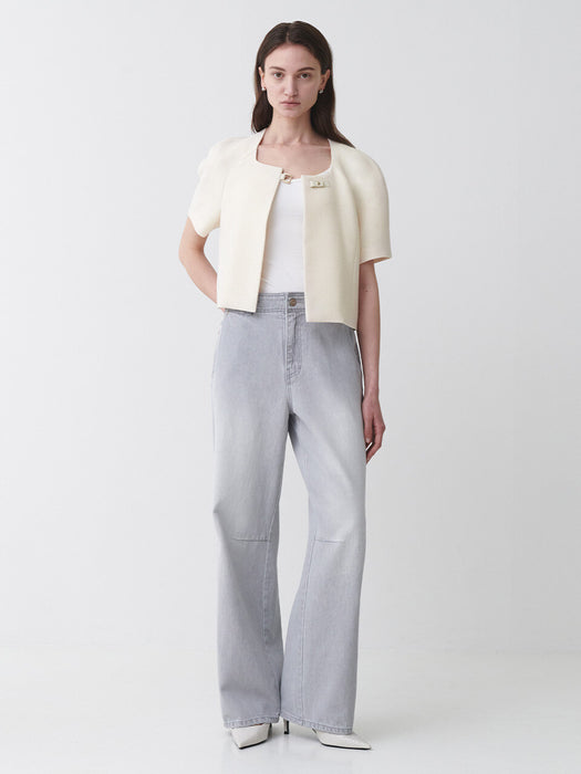 Loeuvre Short Sleeve Tweed Raglan Jacket