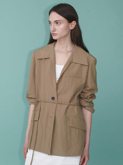Loeuvre Belted Wide-collar Jacket