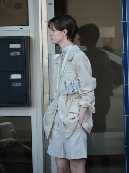 Loeuvre Belted Wide-collar Jacket