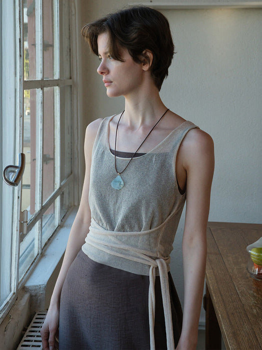 [loeuvre] Wrap Muffler Sleeveless Knit SK5MP239_2color
