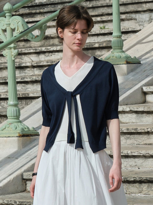 Loeuvre Tie Layered Cardigan Pullover