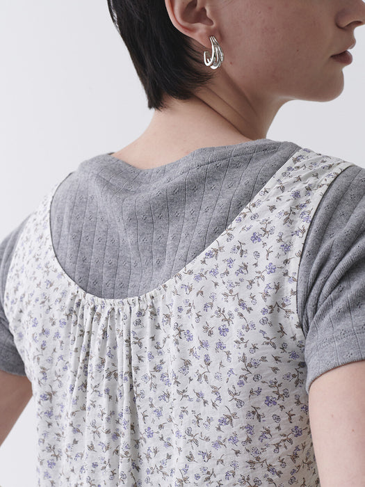 Loeuvre Flower Pintuck Sleeveless Blouse