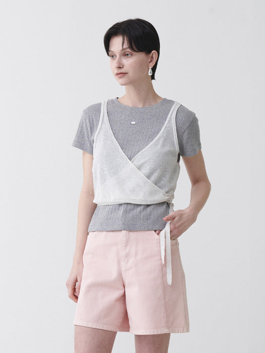 Loeuvre Basic Eyelet Solid T-Shirt