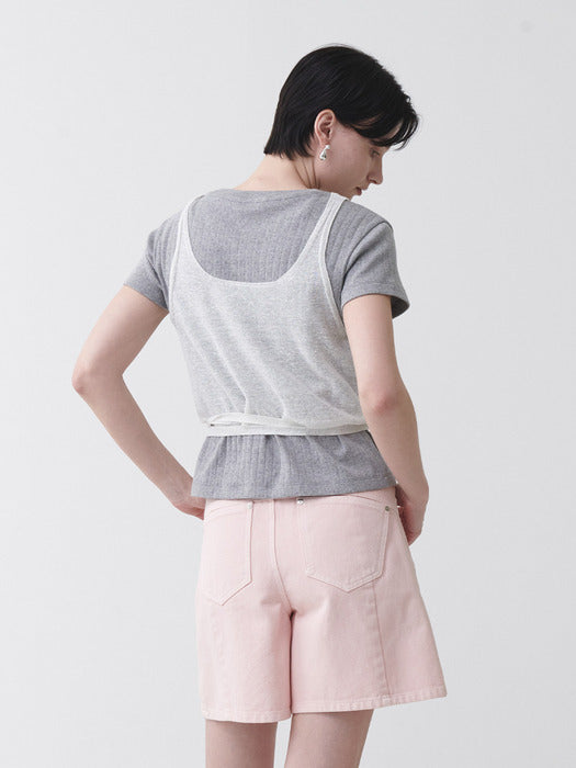 Loeuvre Basic Eyelet Solid T-Shirt