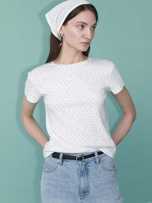Loeuvre Basic Eyelet Floral T-shirt