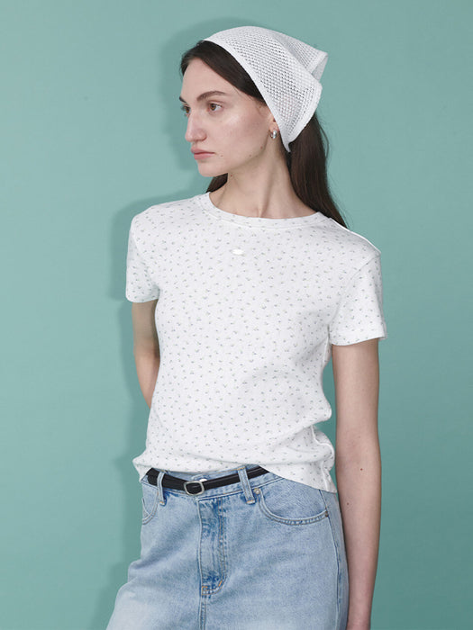 Loeuvre Basic Eyelet Floral T-shirt