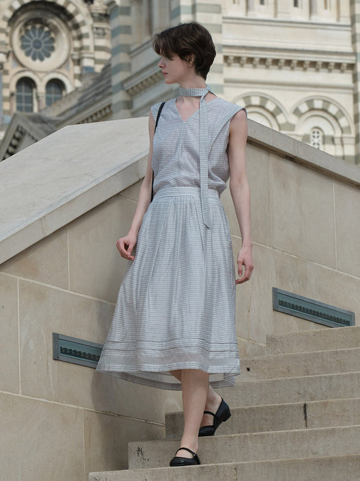 Loeuvre Pleated And Shirring Mix Full-Skirt