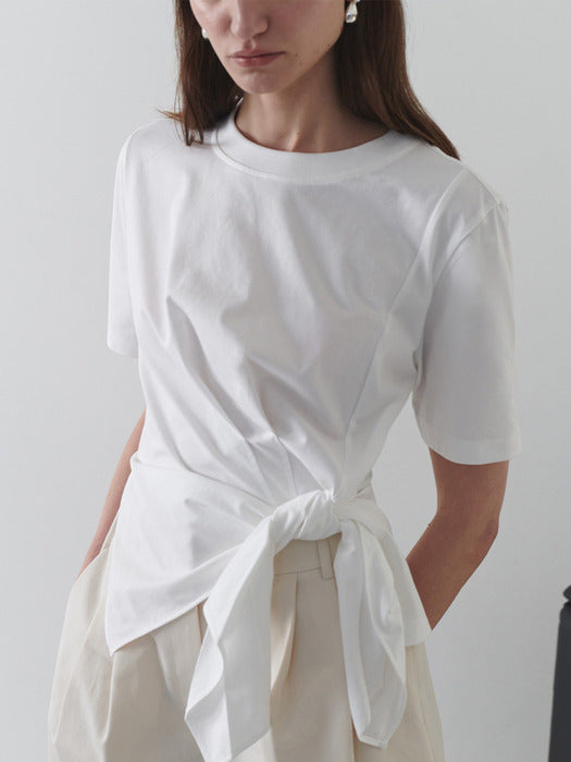 Loeuvre Asymmetric Hem Short Sleeved T-Shirt