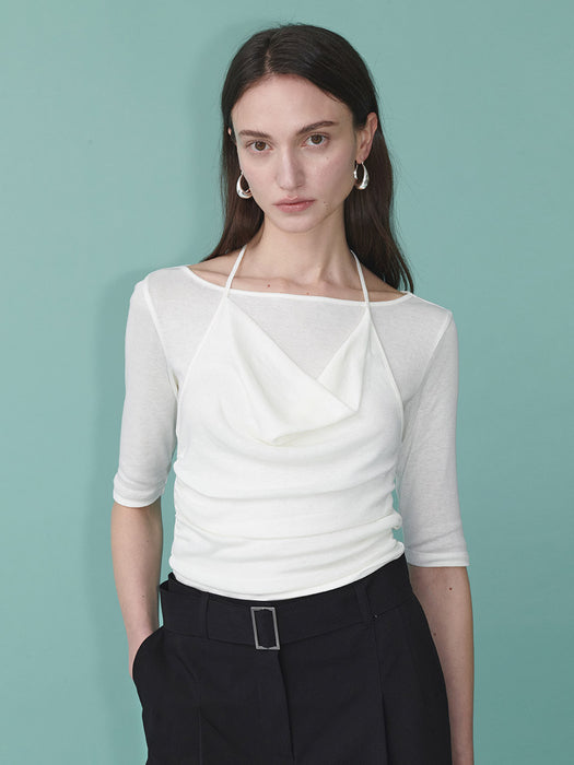 Loeuvre Cowl Halter Layered Jersey Top