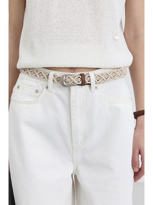 Dunst Handcrafted Weaving Crochet Belt Ecru