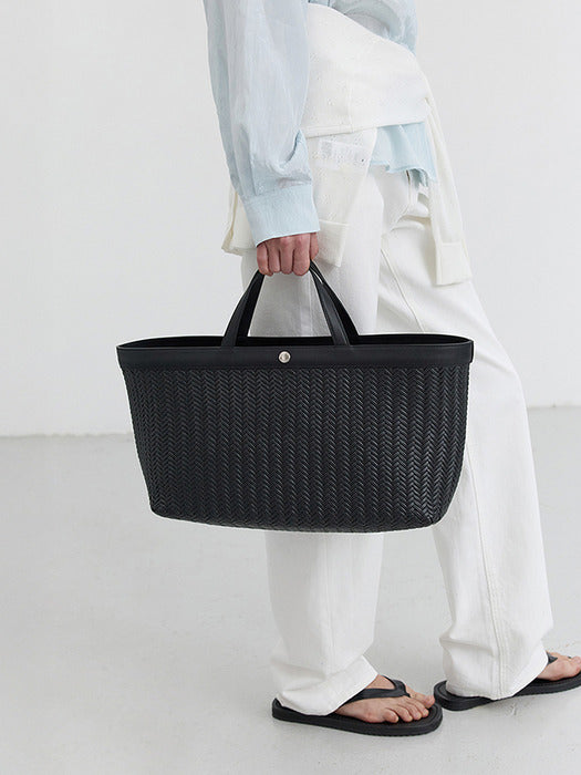 [dunst] HANDCRAFTED WEAVING TOTE BAG BLACK_UDBA5E215BK