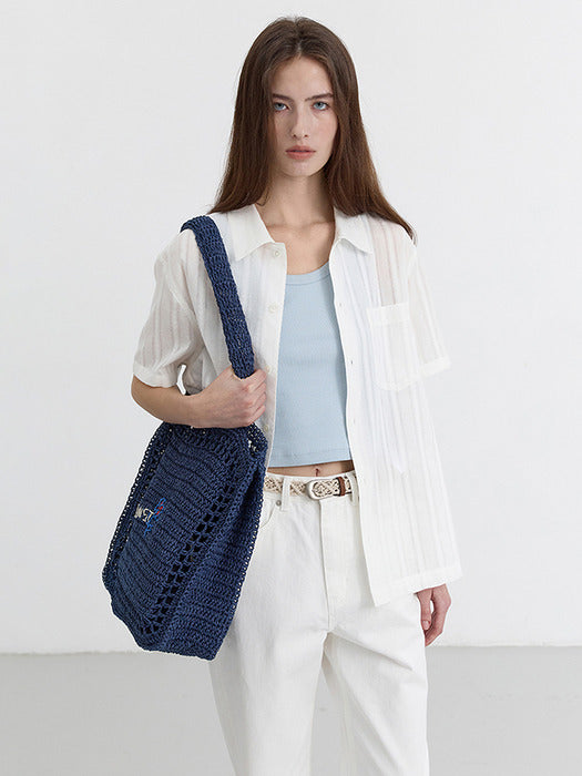 [dunst] HAND DRAWING BLOOM BAG NAVY_UDBA5E217N2