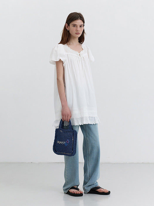 [dunst] HAND DRAWING BLOOM MINI BAG NAVY_UDBA5E216N2