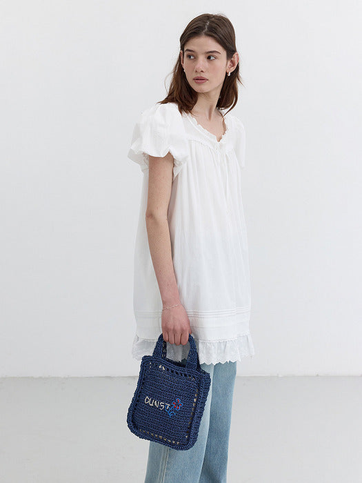 [dunst] HAND DRAWING BLOOM MINI BAG NAVY_UDBA5E216N2