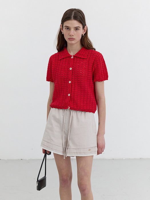 Dunst Laced Banding Shorts Beige Stripe