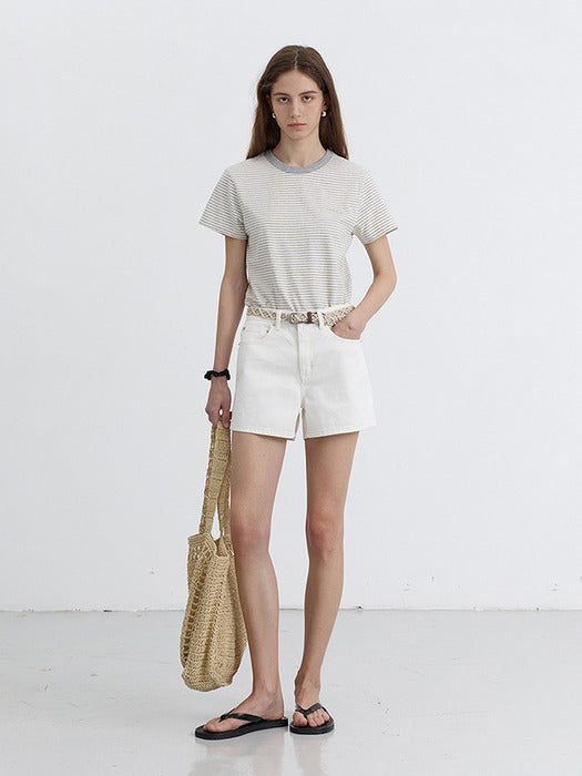 Dunst Mini Denim Shorts Ivory