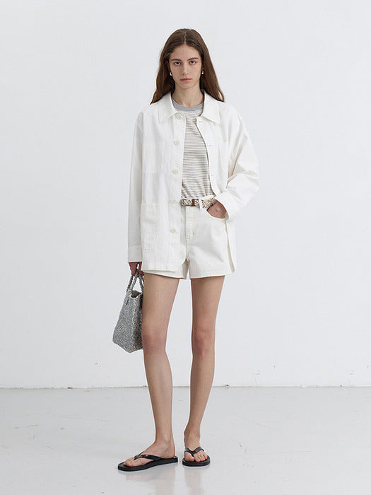 Dunst Mini Denim Shorts Ivory