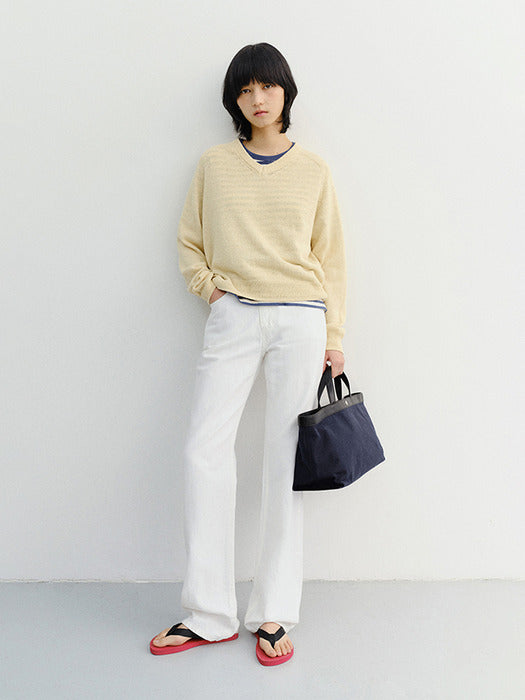 Dunst Relaxed Summer Denim Pants Off White