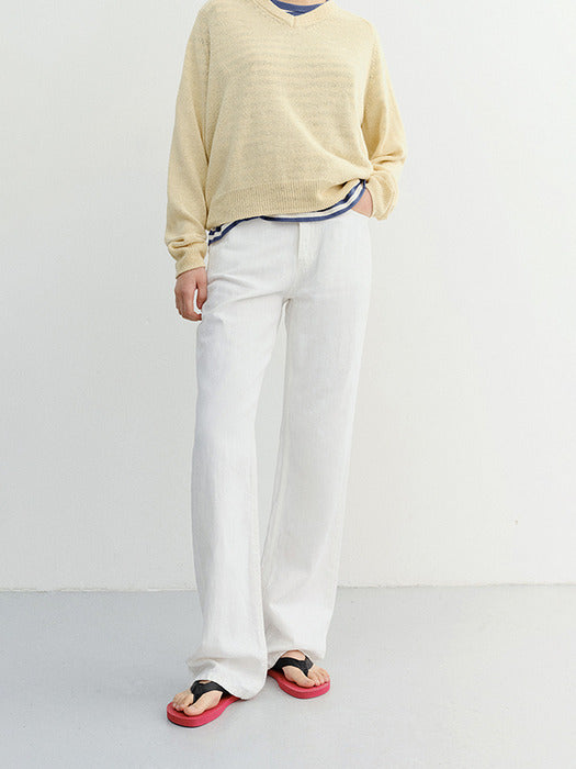 Dunst Relaxed Summer Denim Pants Off White