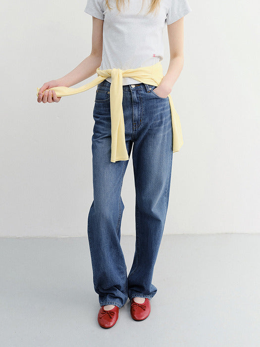 Dunst Relaxed Summer Denim Pants Classic Blue