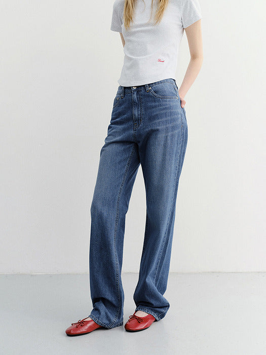 Dunst Relaxed Summer Denim Pants Classic Blue