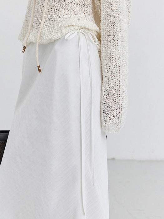 [dunst] LAYERED CHECKED SATIN SKIRT WHITE CHECK_UDSK5B225WT