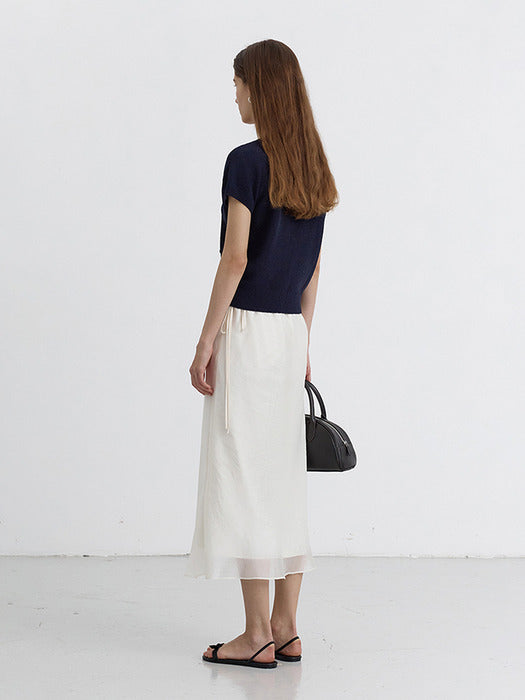 [dunst] LAYERED SATIN SKIRT IVORY_UDSK5B225IV