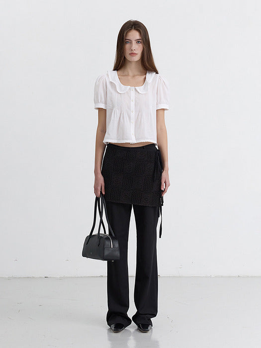 [dunst] CROCHET LAYERING MINI SKIRT BLACK_UDSK5B241BK