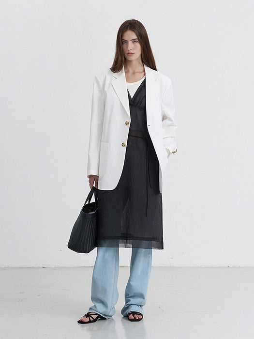 Dunst Sheer Layering Dress Black Stripe