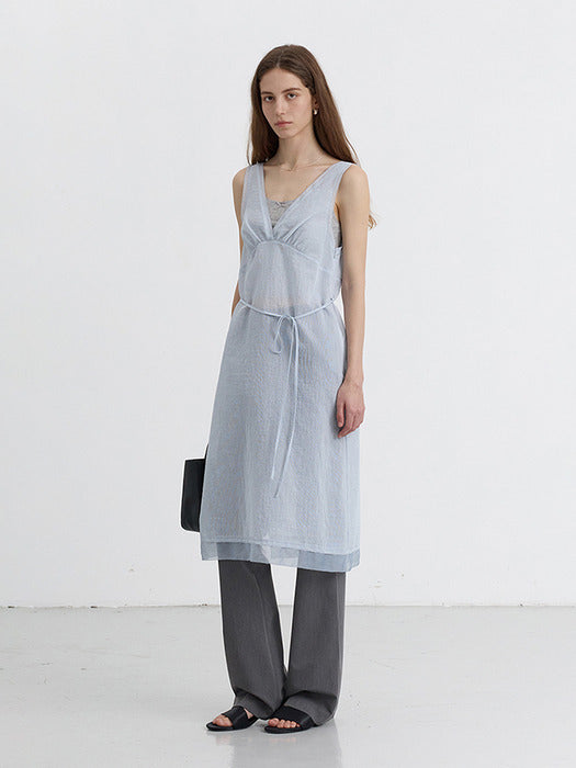 Dunst Sheer Layering Dress Soft Blue Stripe