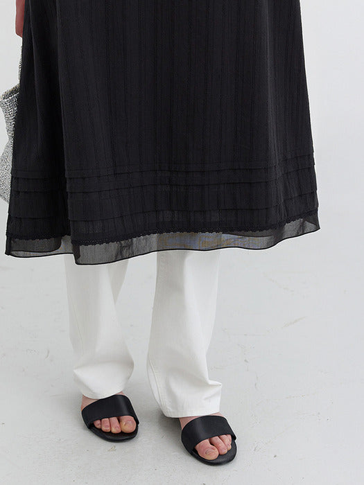 [dunst] SHIRRING RIBBONED SLEEVELESS DRESS BLACK_UDDR5B221BK