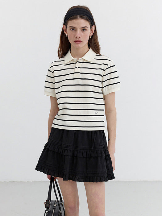 [dunst] ESSENTIAL POLO SHIRT WHITE NAVY STRIPE_UDTS5B229WT