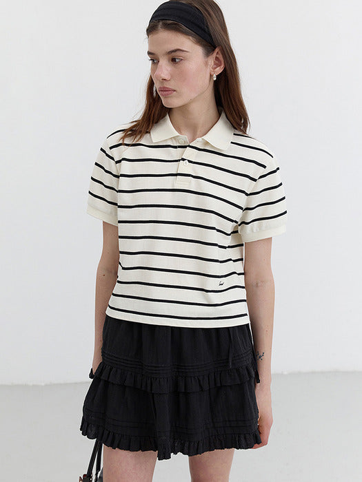 [dunst] ESSENTIAL POLO SHIRT WHITE NAVY STRIPE_UDTS5B229WT