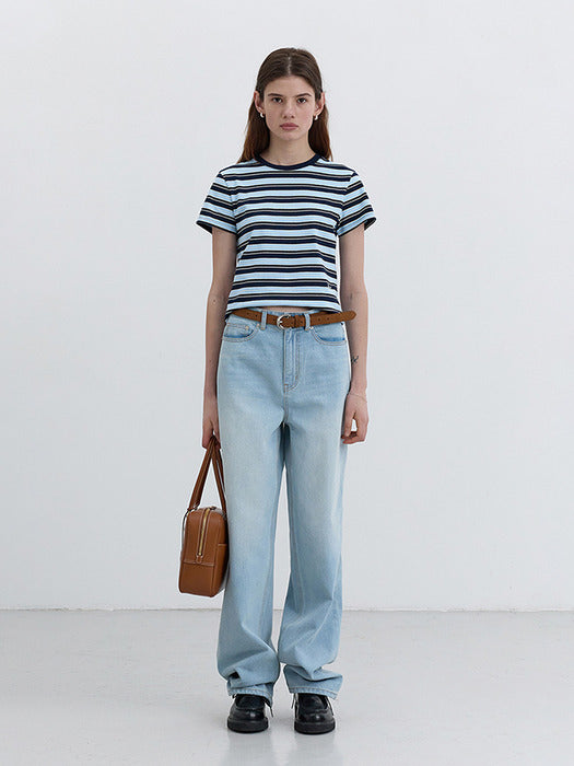 [dunst] MULTI STRIPE T-SHIRT NAVY SOFT BLUE_UDTS5B228N2