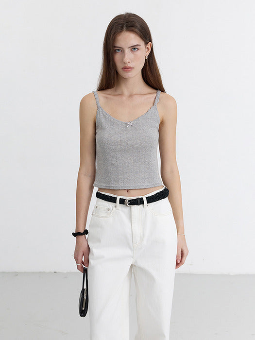 Dunst Pointelle Sleeveless Top Melange Grey