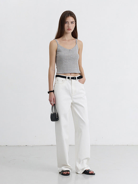 Dunst Pointelle Sleeveless Top Melange Grey
