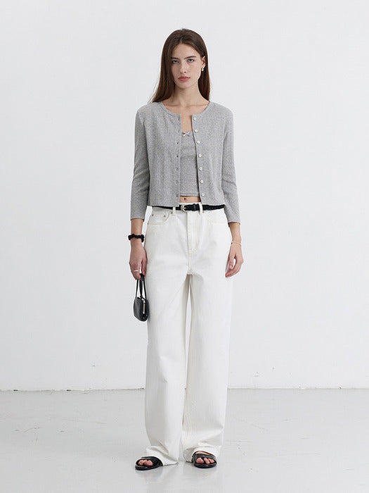Dunst Pointelle Sleeveless Top Melange Grey