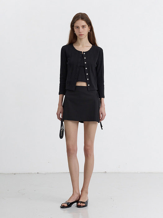 [dunst] POINTELLE CREWNECK CARDIGAN BLACK_UDTS5B220BK