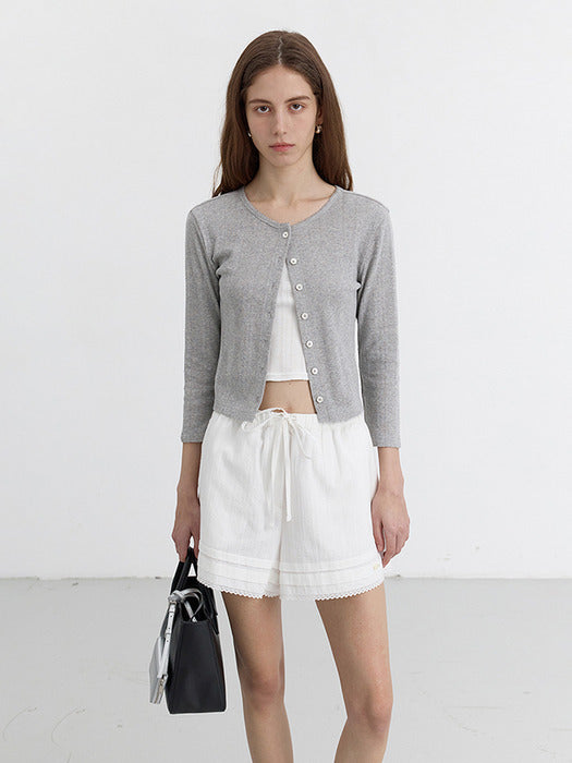 [dunst] POINTELLE CREWNECK CARDIGAN MELANGE GREY_UDTS5B220G2