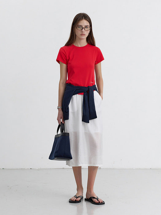 [dunst] CURVED HEM SLIM-FIT TOP RED_UDTS5B225R2