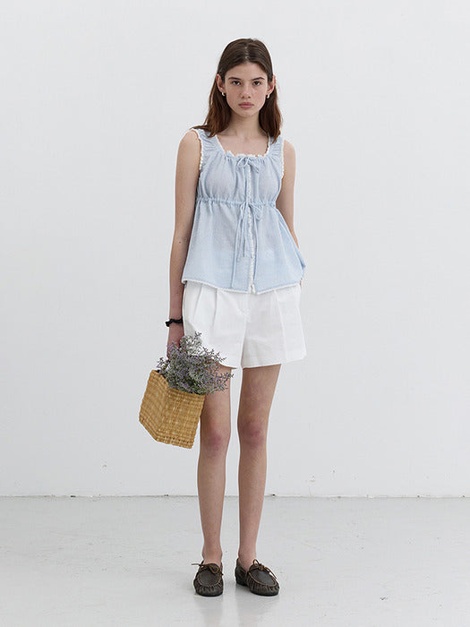 [dunst] SHIRRING SLEEVELESS BLOUSE SOFT BLUE STRIPE_UDBL5B228B1